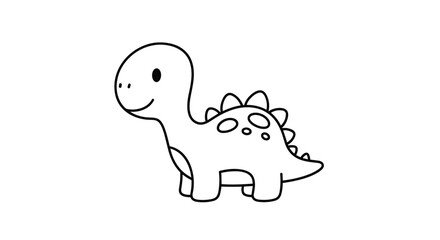 Cute Cartoon Dinosaur Outline Drawing for Kids Coloring Book.