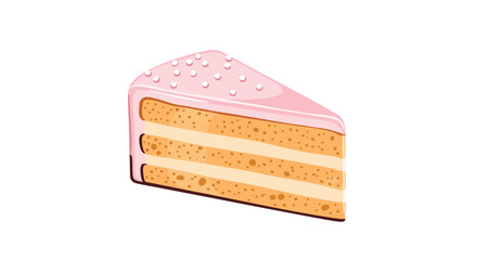 Delicious slice of pink frosted cake with sprinkles.
