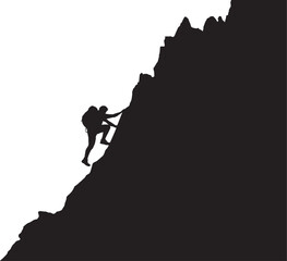 Silhouette of a Rock Climber Scaling a Cliff