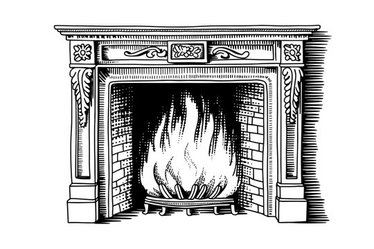 a classic fireplace with a decorative mantel and roaring fire, symbolizing warmth and comfort.