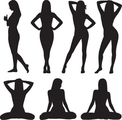 Silhouettes of Women in Various Poses