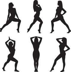Silhouettes of Female Poses Grace and Elegance in Motion