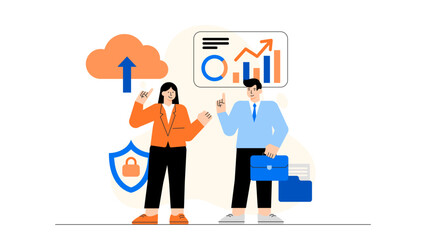 Flat Design Cloud Computing for Business Flat Vector Illustration