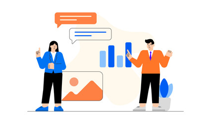 Flat Design Social Media Marketing Strategy Flat Vector Illustration