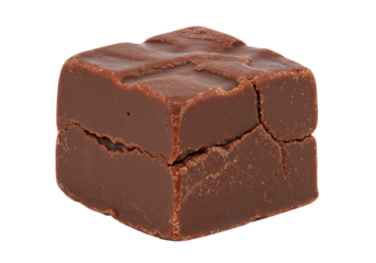 Isolated chocolate fudge block, sweet dessert confectionery treat, brown homemade candy