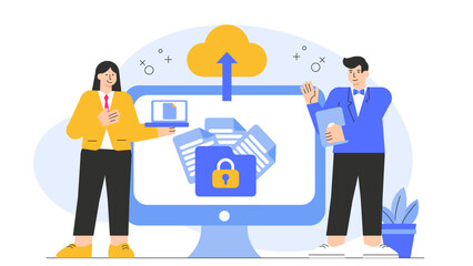 Flat Design Cloud Computing for Business Flat Vector Illustration