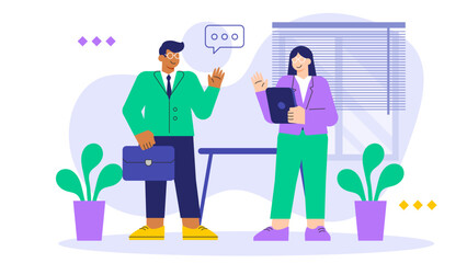 Business People Analyzing Data and Charts Flat Vector Illustration