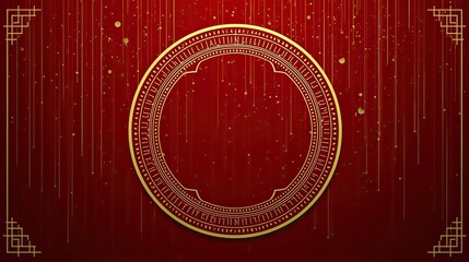 hinese New Year Red Background with Golden Lanterns and Festive Frame