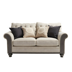 Obraz premium Modern Beige Sofa with Pillows with transparent background