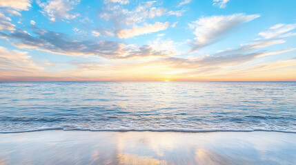 Fototapeta premium Serene ocean view with vibrant sunset reflecting on calm waters, creating peaceful atmosphere