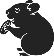 Obraz premium Hamster Silhouette Eating Seed Cute Rodent Animal