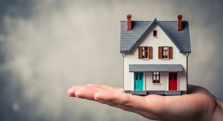 Miniature Model House in Hand — Symbol of Home, Security, and Real Estate Investment