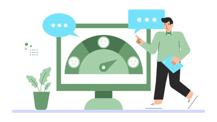 Employee Performance Evaluation and KPI Flat Vector Illustration