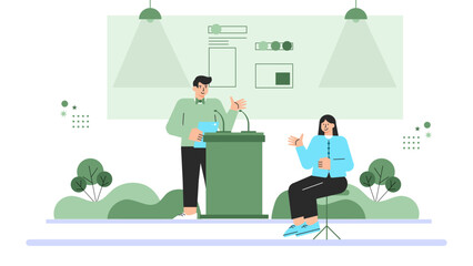 Business Conference and Event Flat Vector Illustration