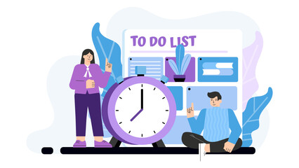 Time Management and Productivity Flat Vector Illustration