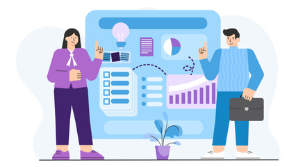 Employee Performance Evaluation and KPI Flat Vector Illustration