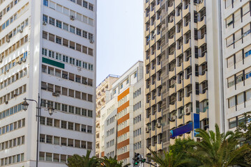 Morocco, Casablanca - 16 October 2025: High-rise residential and office buildings in the city center of Casablanca, Morocco. Urban architecture and lifestyle in North Africa.