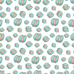 Pattern with turquoise macarons of various sizes