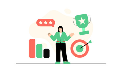 Business Goal Achievement and Success Concept Flat Vector Illustration