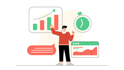 Time Management and Productivity Flat Vector Illustration