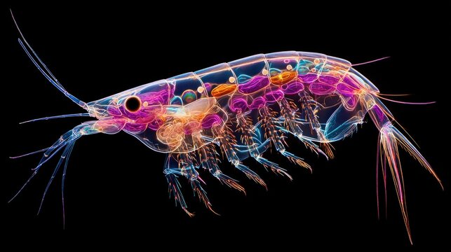 Copepod crustacean with transparent background