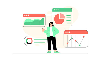 Business Data Analytics and Big Data Concept Flat Vector Illustration