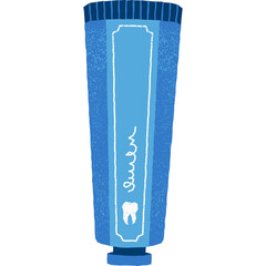 Blue Toothpaste Tube with Tooth Symbol for Dental Hygiene and Oral Care on Transparent Background Simple Flat Illustration