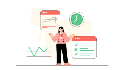 Business Risk Management and Strategy Concept Flat Vector Illustration
