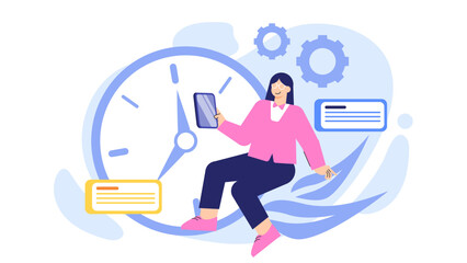Time Management and Productivity Flat Vector Illustration