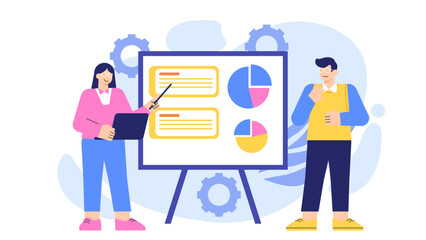 Business Pitch and Investor Presentation Flat Vector Illustration