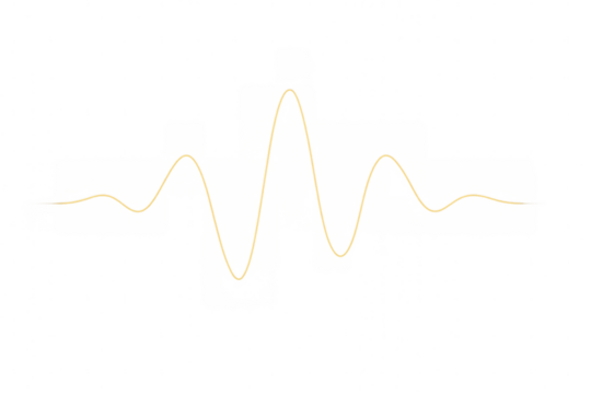 Waveform displaying audio sound frequency on transparent background, visualizing voice or music data curve