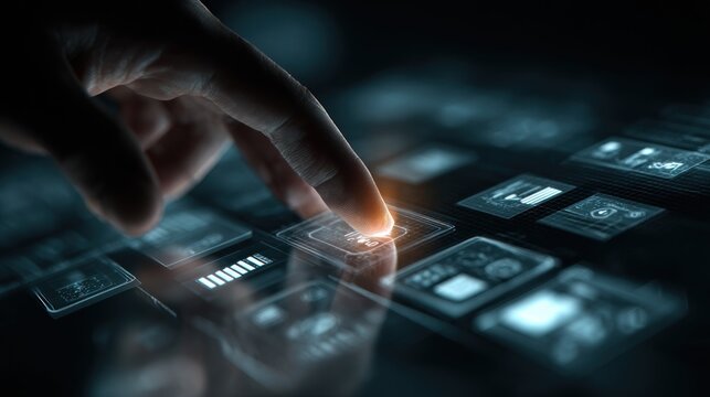 Finger touching illuminated digital interface