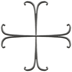 Y2K Silver Chrome Calligraphy Gothic Sigil Cross PNG