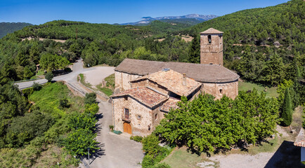 Fototapeta premium Lombard Romanesque church, 11th century, Sant Esteve d'Olius, Solsona, the Solsonés, Catalonia, Spain