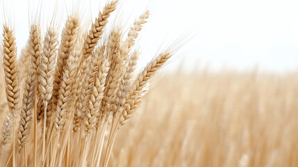 Golden wheat stalks sway gently in breeze, creating serene and meditative atmosphere
