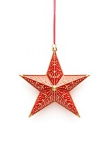 Obraz premium Christmas hanging star white background.