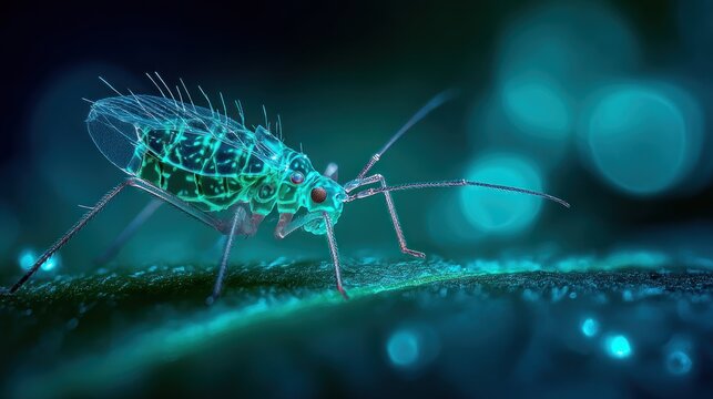 Green aphid on plant stem