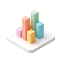Colorful 3D bar graph on a white platform, set against a black background