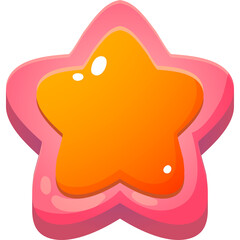 Bright Orange Star Shaped Candy With Pink Outer Layers And White Sparkles Isolated On Transparent Background