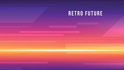 Fototapeta premium Retro futuristic background with glowing horizontal light stripes