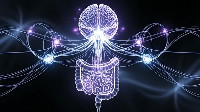 Gut-brain connection visualized: neural pathways linking intestines and mind