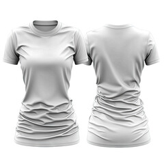 White t-shirt mock-up, front & back. Fabric folds & curves