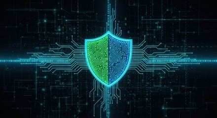 Cybersecurity, protection, abstract background, glowing. (Aspect Ratio Square)