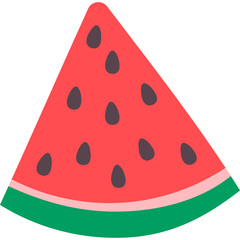 Slice of Watermelon Fruit with Green Rind and Dark Seeds Against a Transparent Background with Summer Tropical Vibe