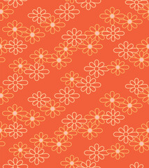 Japanese Cute Round Flower Vector Seamless Pattern