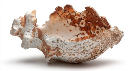 Cracked shell fragment isolated on white background