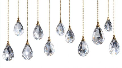 Crystal chandelier drop isolated on white background