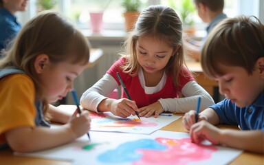 Art and creativity in an elementary school class. High quality