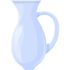 Light Blue Glass Pitcher With Handle Isolated On White Background With Smooth Gradient Highlights And Soft Shadows