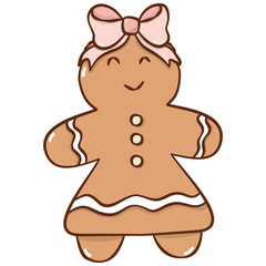 Gingerbread girl with ribbon bow